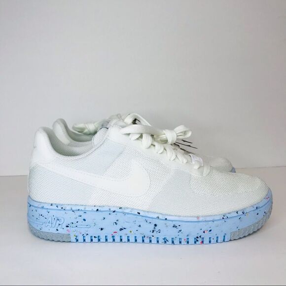 New! Nike Air Force 1 Crater FlyKnit White Blue Women’s Sneakers Shoes - Picture 6 of 15